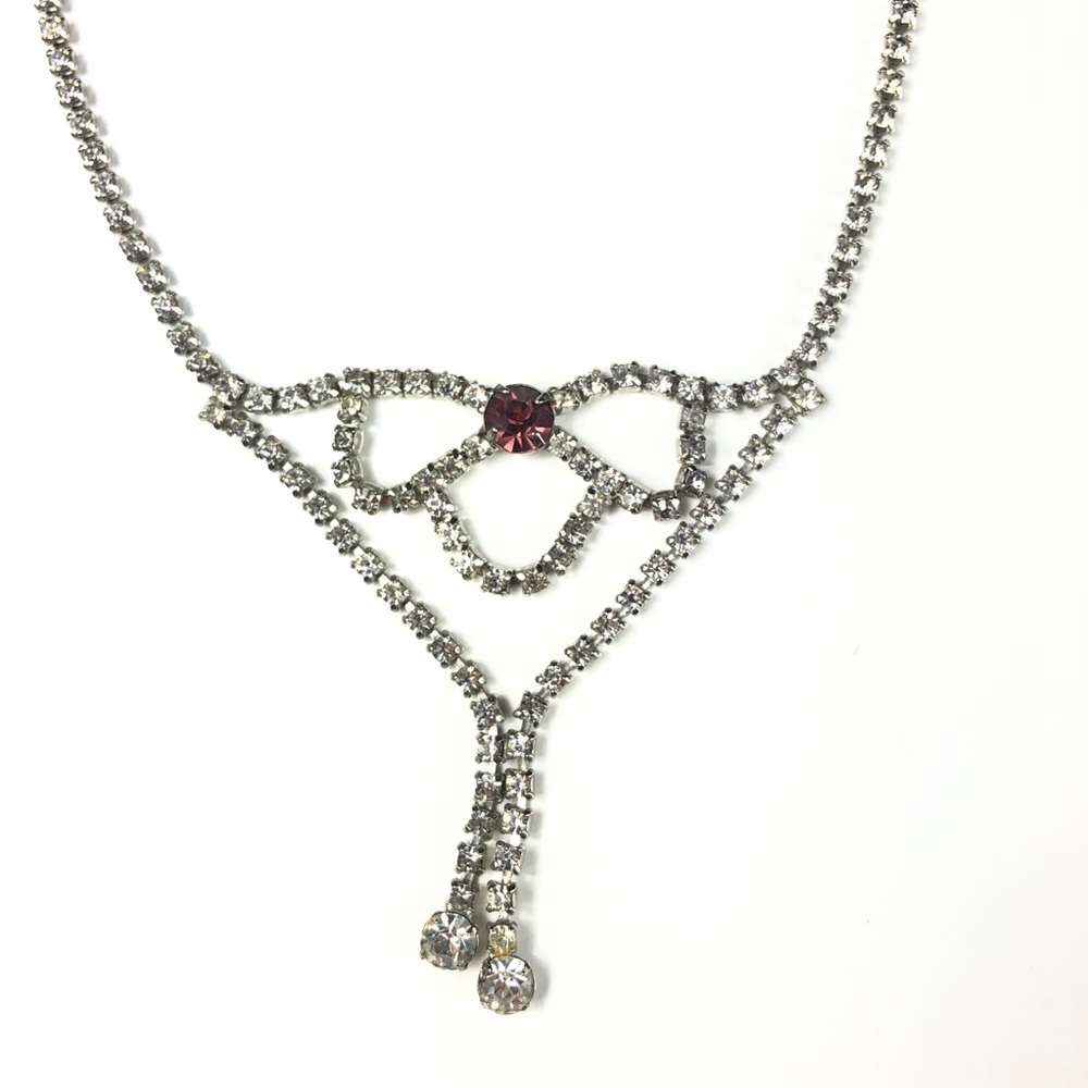 Vintage Icy Rhinestone Negligee Lariat Necklace - Picture 2 of 11